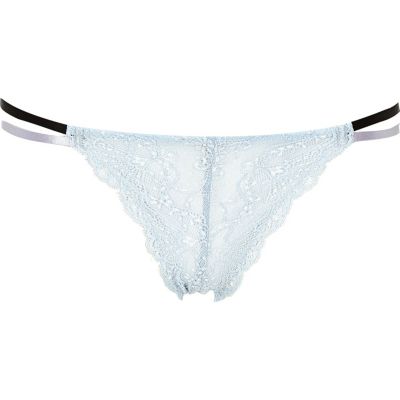 Blue lace strappy knickers